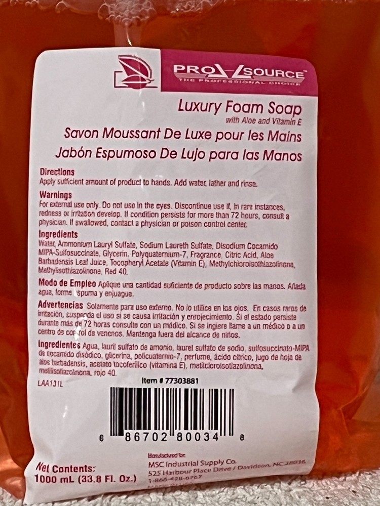 PRO SOURCE Luxury foam Soap: 1,000 mL Dispenser Refill w/ pump