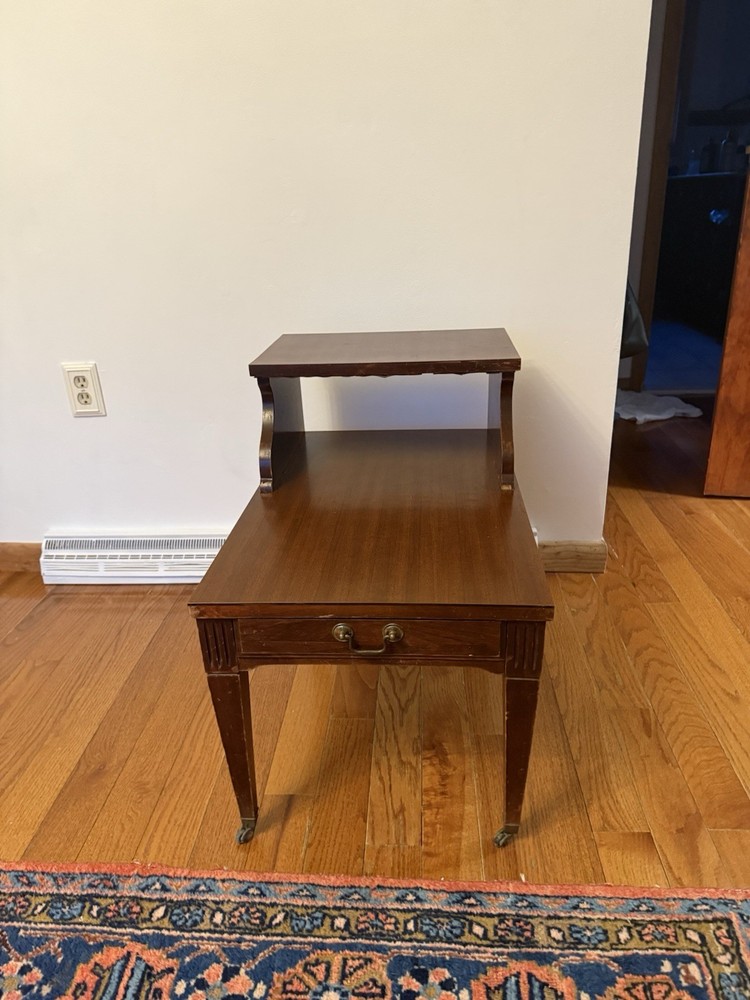 Vintage Mid-Century Mersman 7706 Two-Tier Rolling Step End Table
