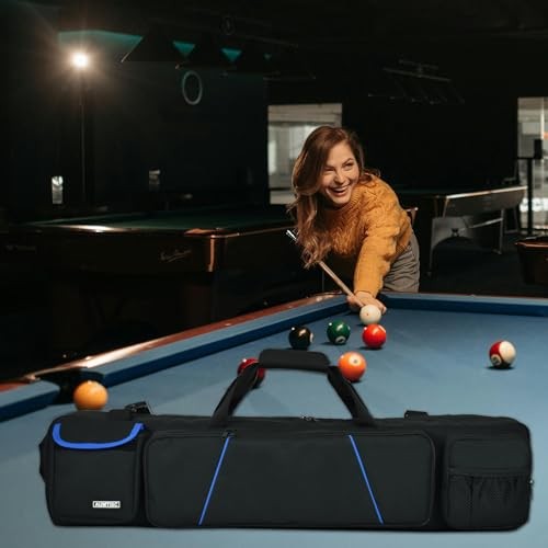 Pool Cue Stick Case Bag 4x4, Soft Padded Billiard Cue Case with Backpack Black
