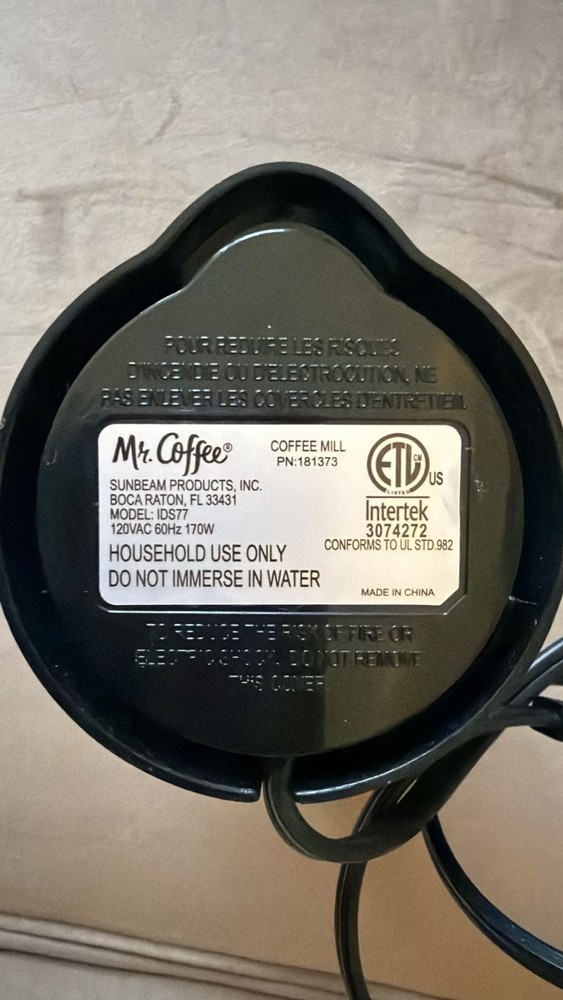Mr. Coffee Mill Blade Grinder IDS77 Precision 12 CUP 3 Grind Settings.