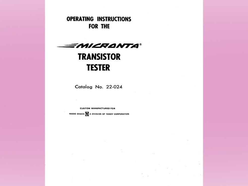 MICRONTA TRANSISTOR TESTER 22-024