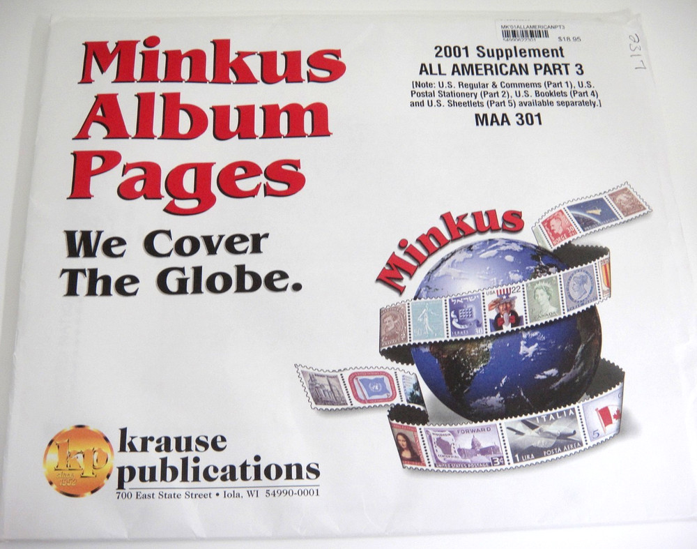 Minkus 2001 All American United Nations Stamp Album Supplement Part 3 MAA301 NOS