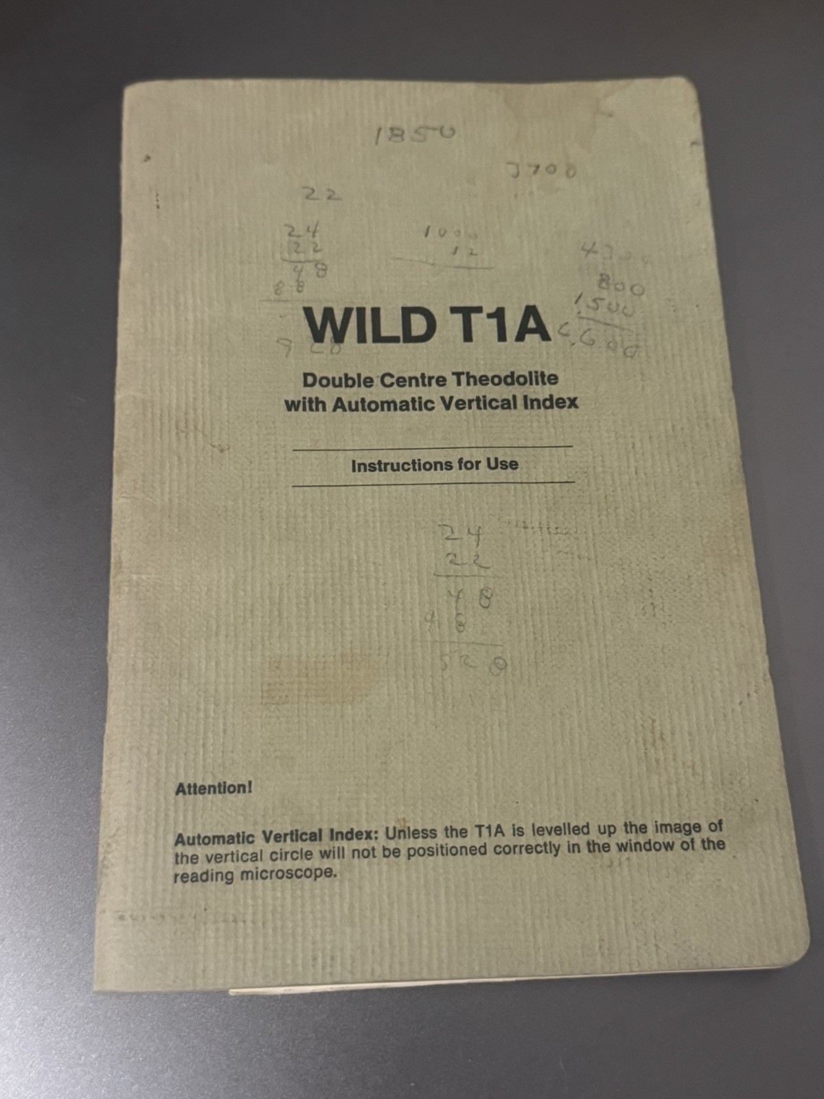 Vintage Heerbrugg WILD T1A Theodolite Survey Level Transit Tool Case & Oak Stand