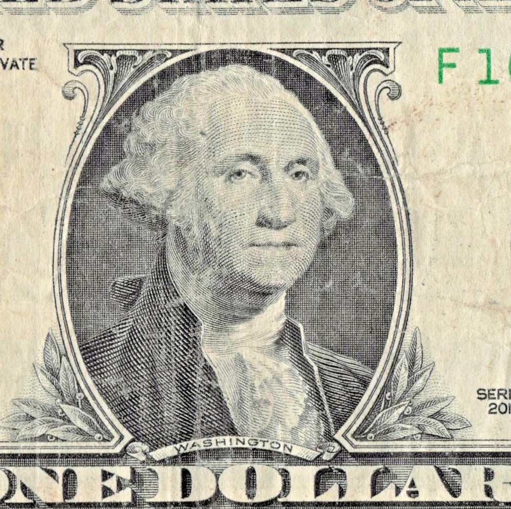 $1 Dollar Bill USD Miscut Error, Slight Misaligned Miscut 2017 Circulated