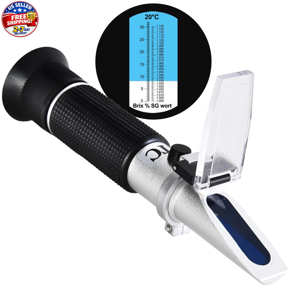 Portable Brix Refractometer with ATC, Accurate Dual Scale Brix Meter Specific...
