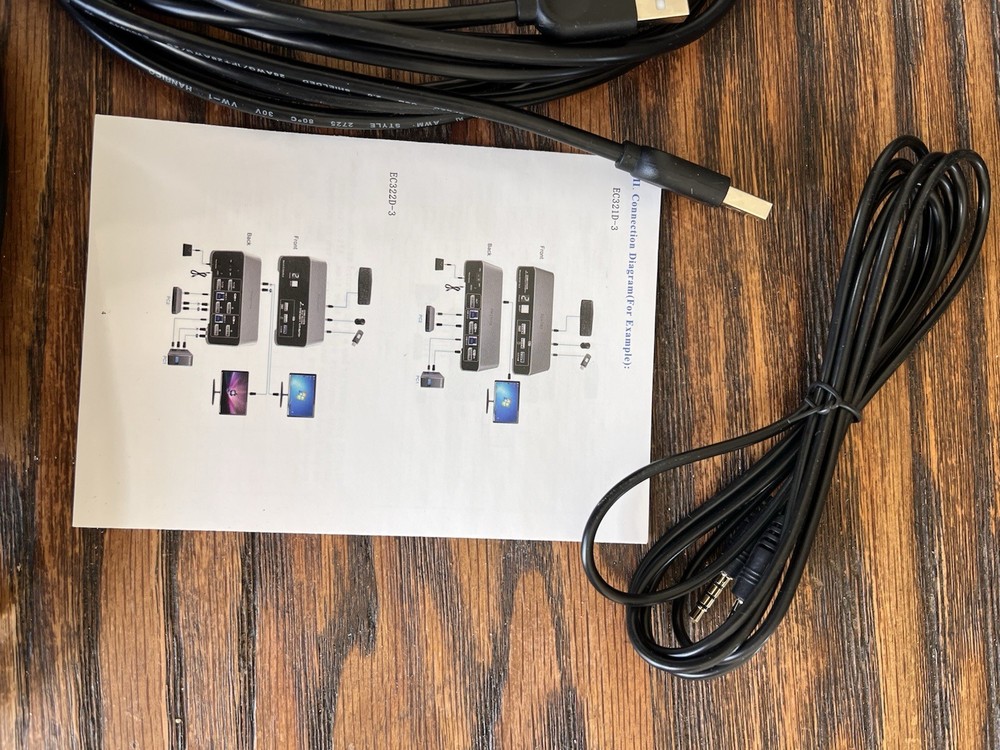 Ecolmy DP KVM Switch Model EC-322D-2 Open Box