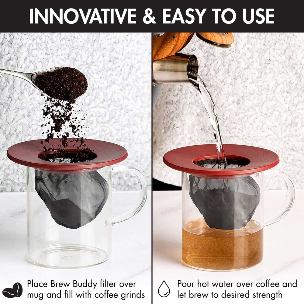 Primula Brew Buddy Portable Pour Over, Reusable Fine Mesh Filter, Dishwasher