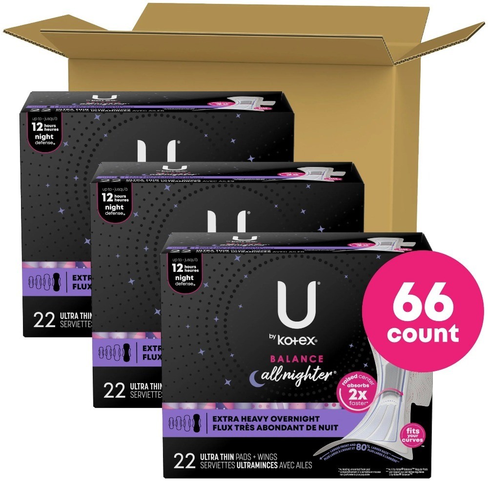 Ultra Thin Overnight Pads with Wings Extra Heavy Absorbency 22 Count