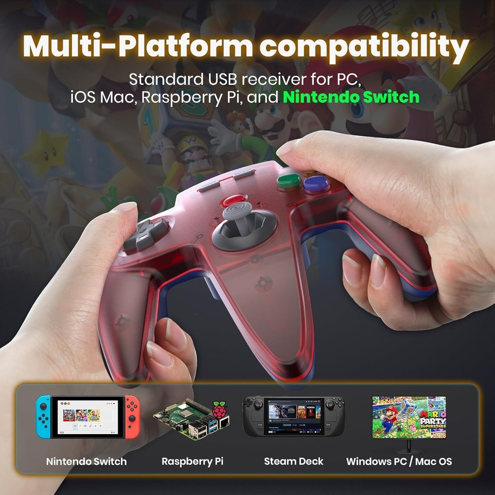 2.4 GHz Wireless N64 Switch Online Controller For Switch Win PC Laptop iOS Mac