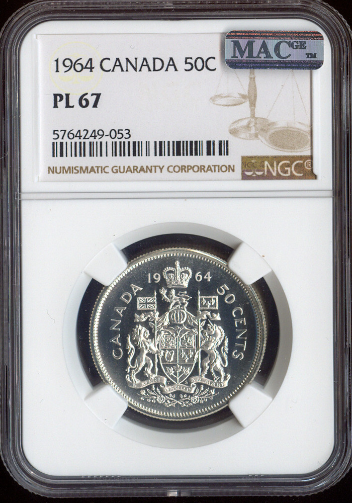 1964 Canada Silver 50 Cents NGC PL67 - Quality