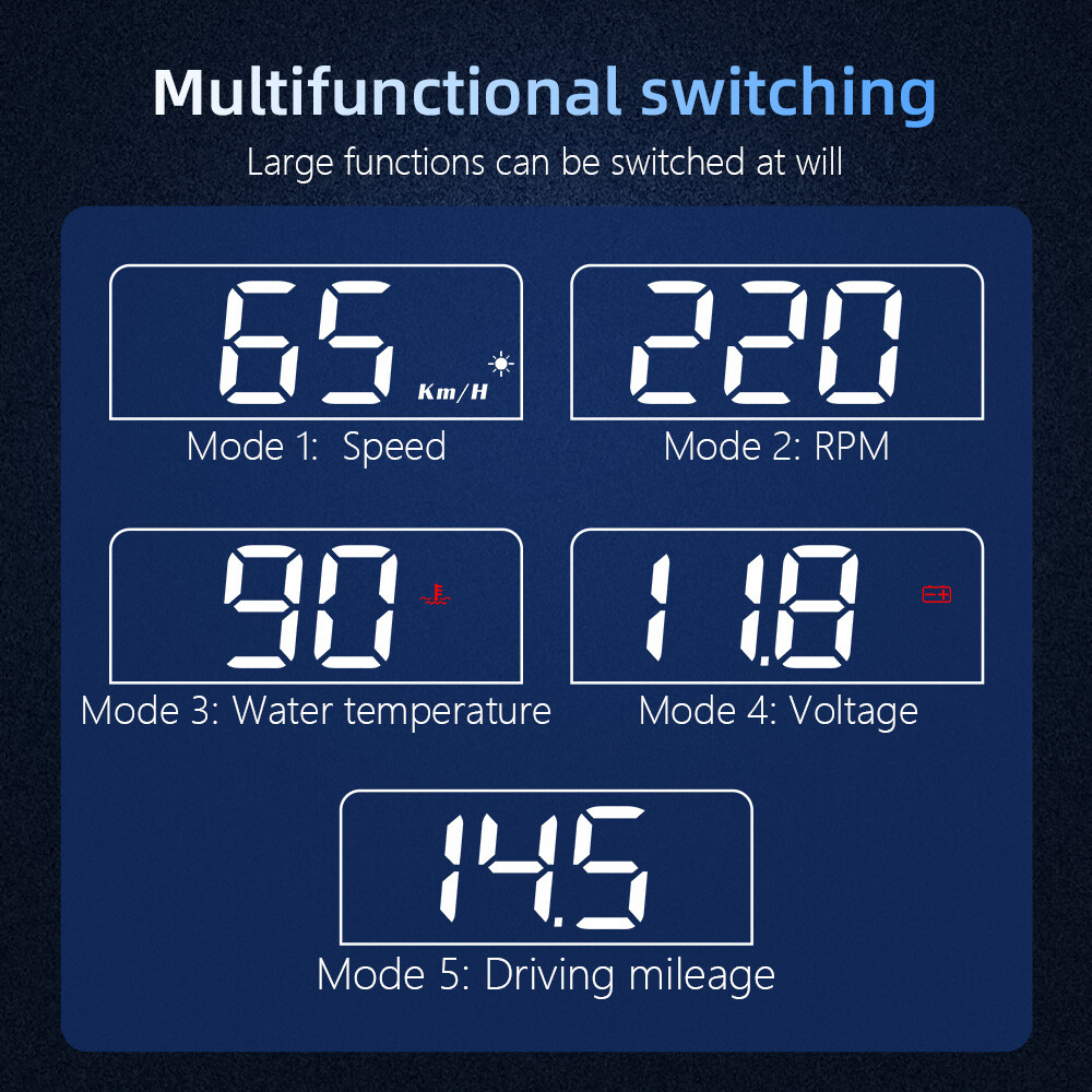 Car OBD2 HUD Head Up Display Speedometer Mileage Simple Function Folding Alarm