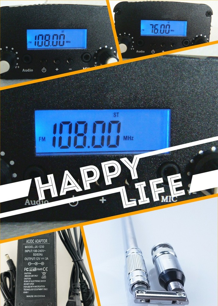 1W/7W Stereo  PLL broadcast radio FM transmitter Wireless audio transmission