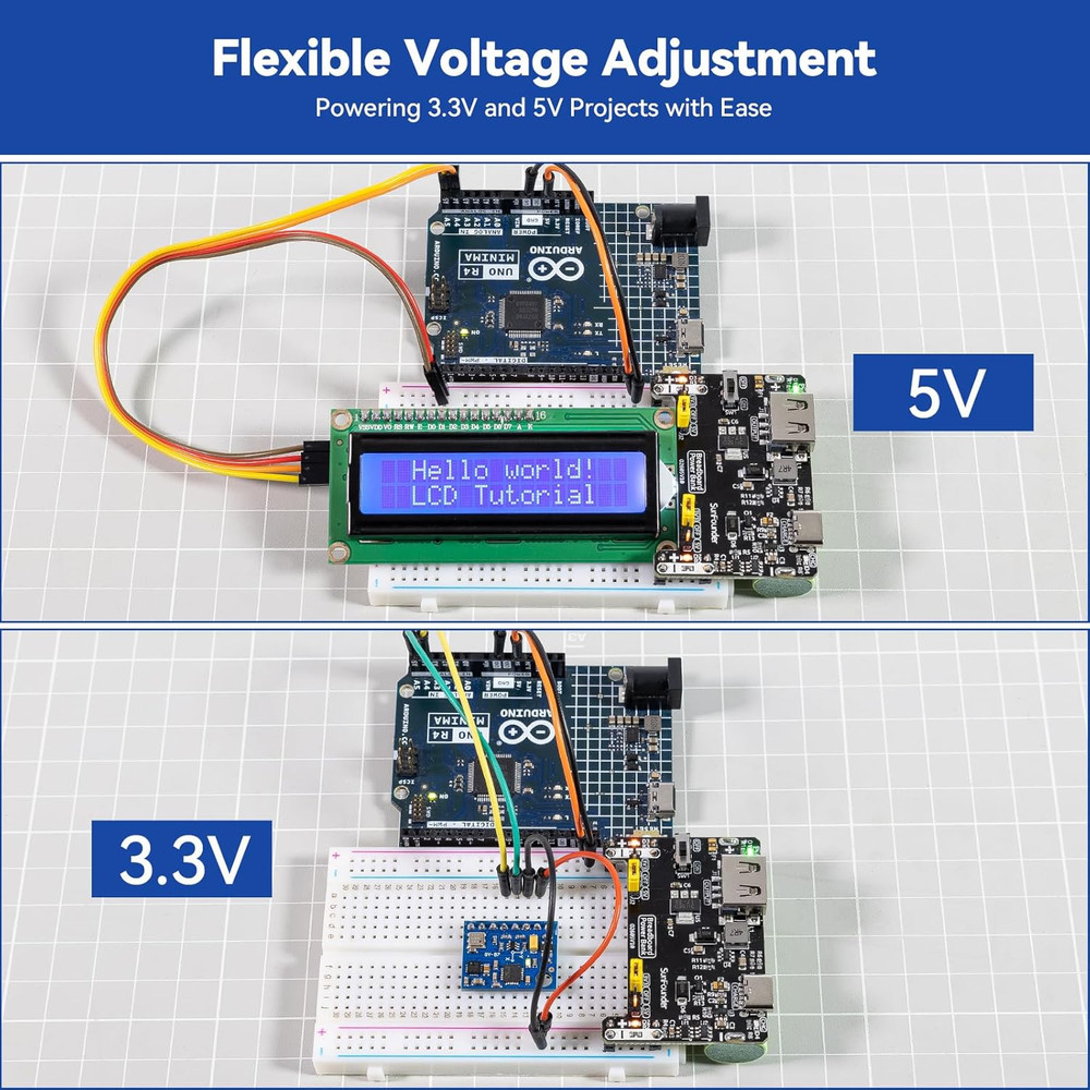 Breadvolt Breadboard Power Supply Module Built-In Rechargeble Battery Compatible