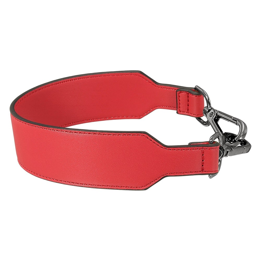 16 Inch Leather Purse Strap, Plain Pattern with Black Buckle, Red