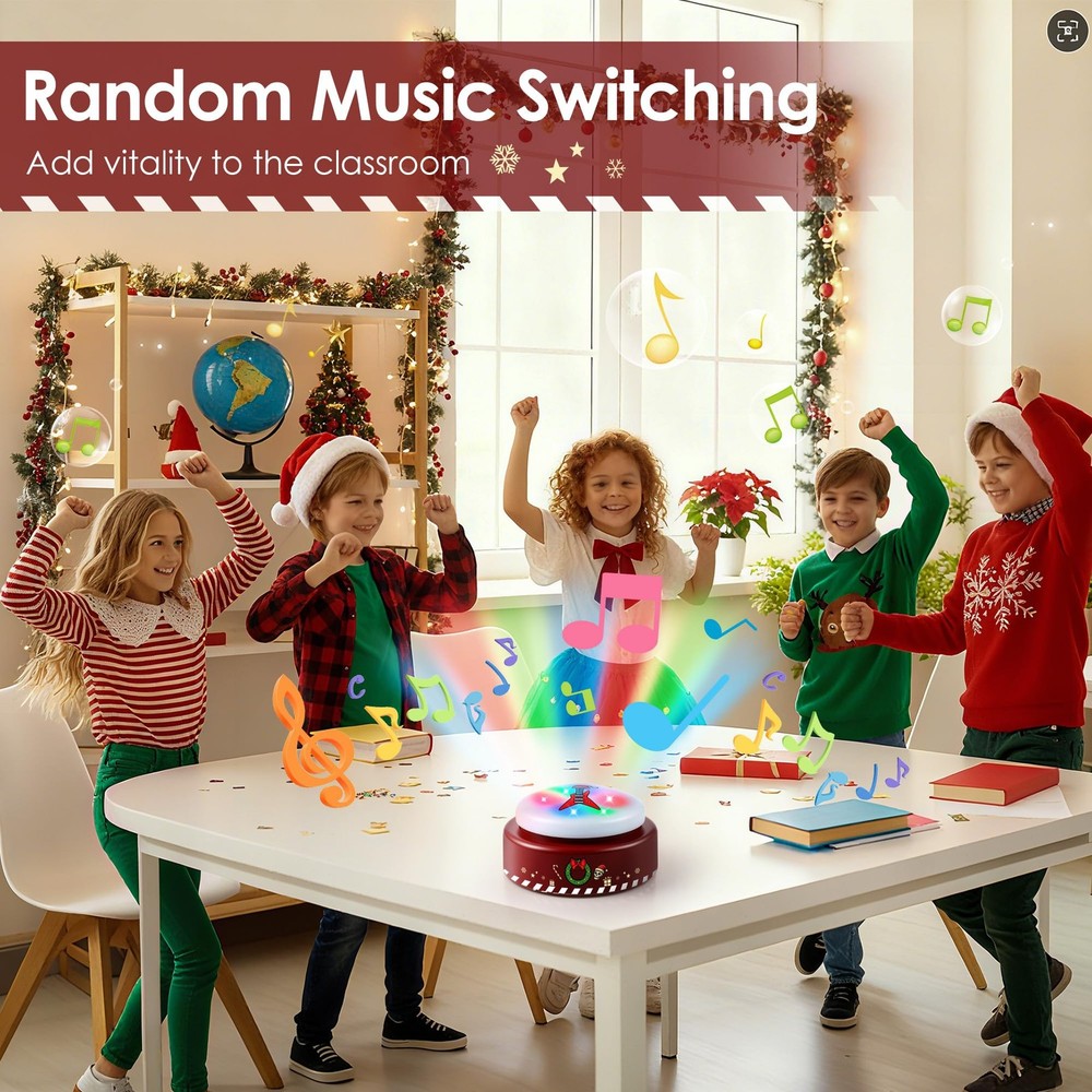 Feekoon 1 Pack Dance Party Button, Plays 10 EDM Tracks, 30 Second Light Up Da...