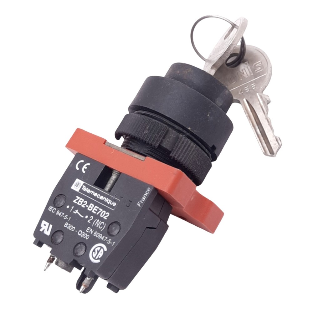 Telemecanique ZB2-BE702 Key Selector Switch, 2-Position Maintained, ø22mm, 1NC