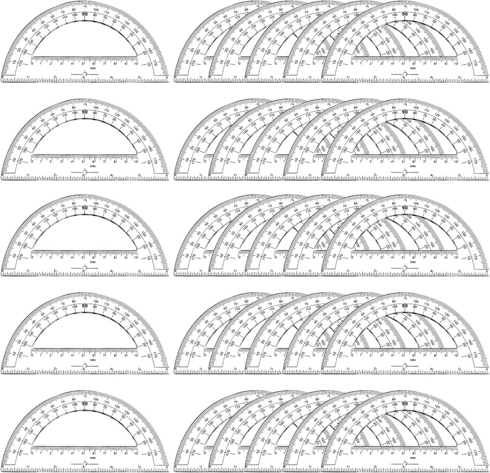 30PCS Clear Plastic Student Math Protractor 6-Inch Long 180 Degree for Angle Mea