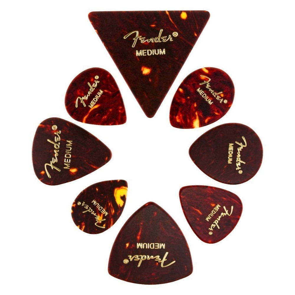 Fender Classic Celluloid Guitar Picks Shape Medley Tortoise Shell M 8-Pack