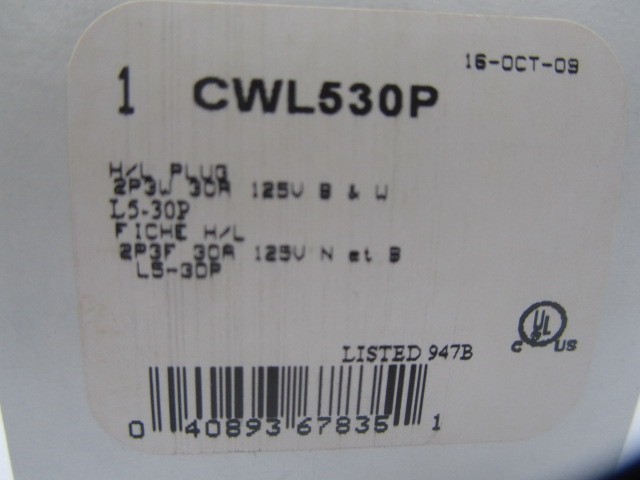 Cooper CWL530P H/L Plug 30 Amp 125V