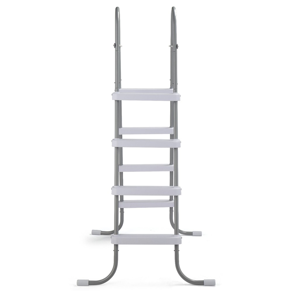 52" 4-Step Pool Ladder, Iron Grey Frame & White Steps, Sturdy
