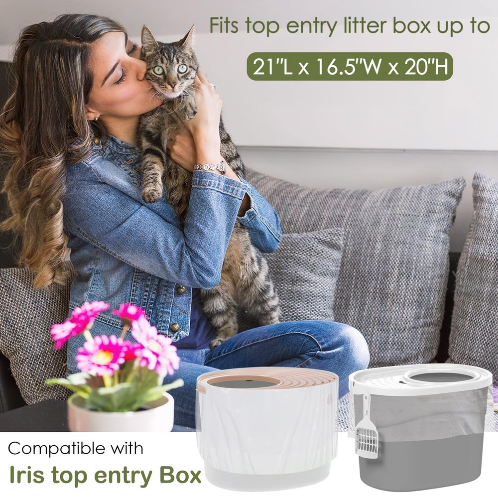 Cat Litter Box Liners Compatible with IRIS Top Entry Cat Litter Box - 25 Pack...