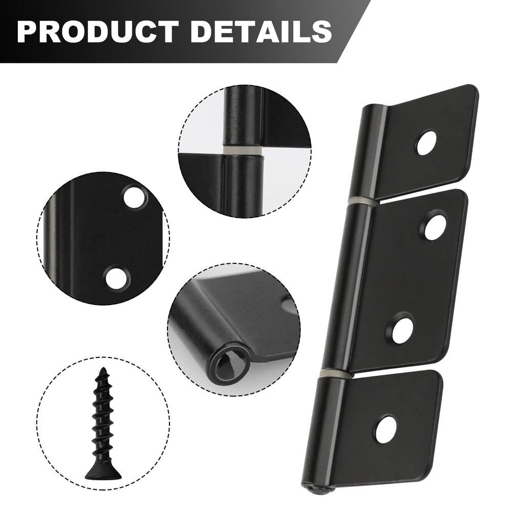 Three Leaf Non Mortised Hinge Bifold Door Butt Cabinet Black 2 Pack Screws