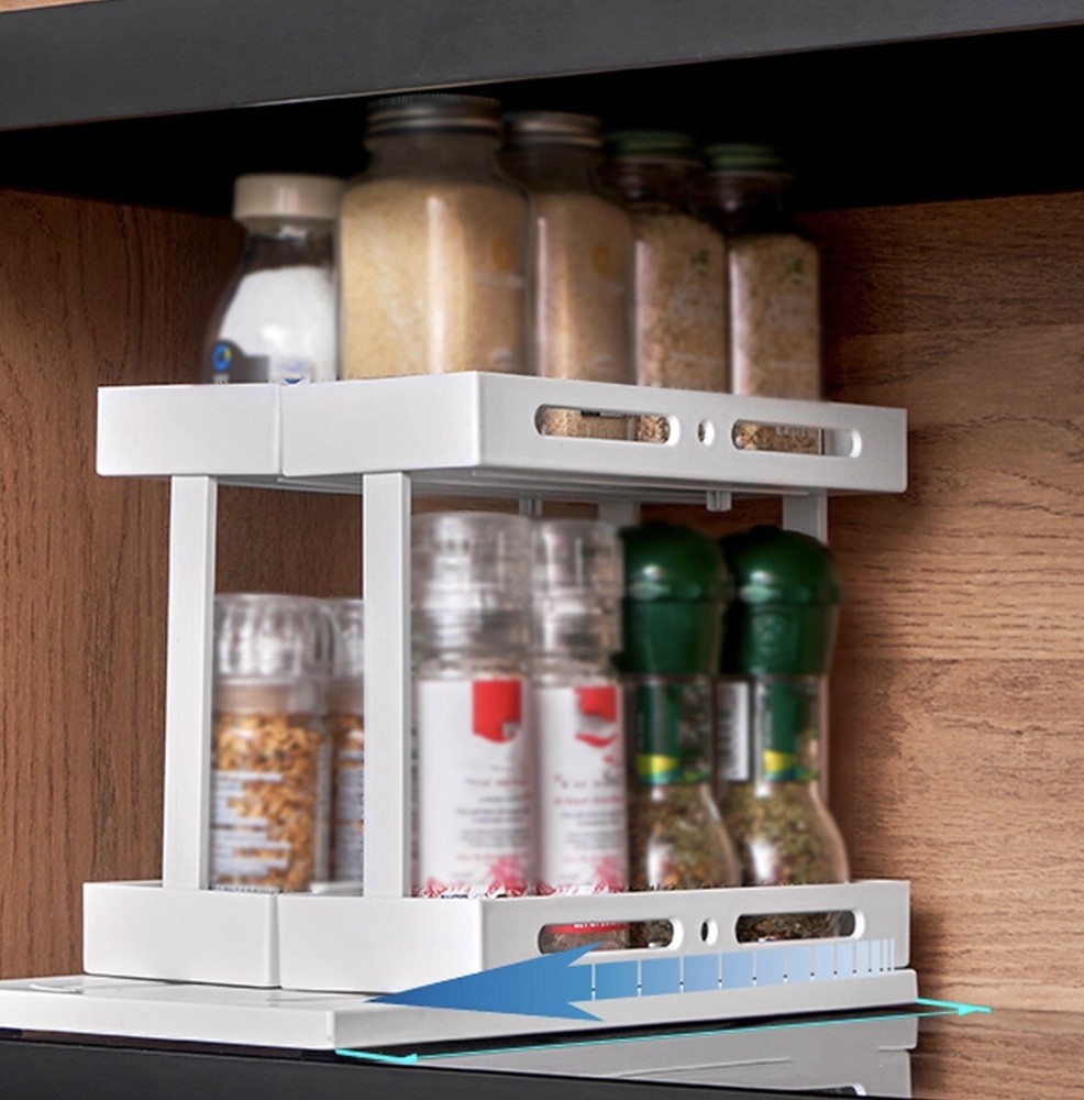 Spice Rack Save Space Foldable Rotating Multi-Function Sage Green - A0067