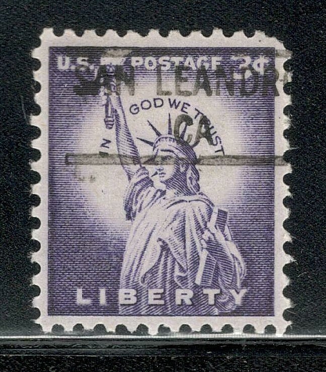 Sc # 1035 ~ 3 cent Liberty Issue, Precancel, SAN LEANDRO CA
