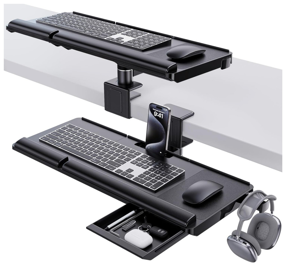 Klearlook Keyboard Tray Under Desk with 360° Rotation, Adjustable Ergonomic