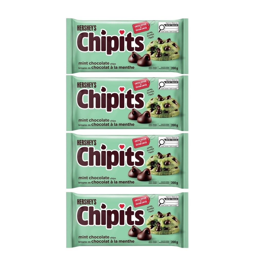4 Hershey's Chipits Mint Baking Chocolate Chips 200g Each