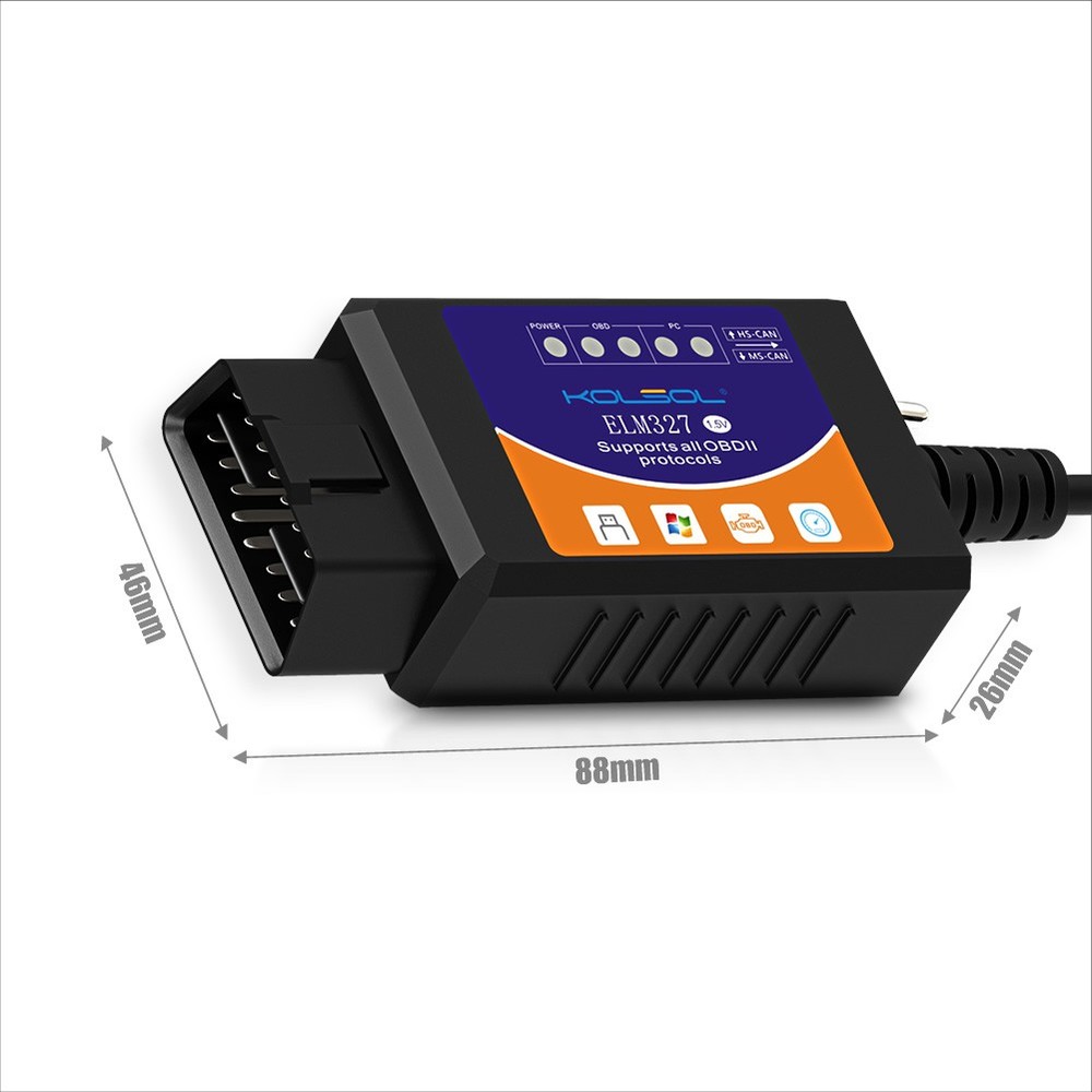 For Ford FORScan OBD2 Code Reader ELM327 V1.5 USB Modified Scanner HS/MS CAN US
