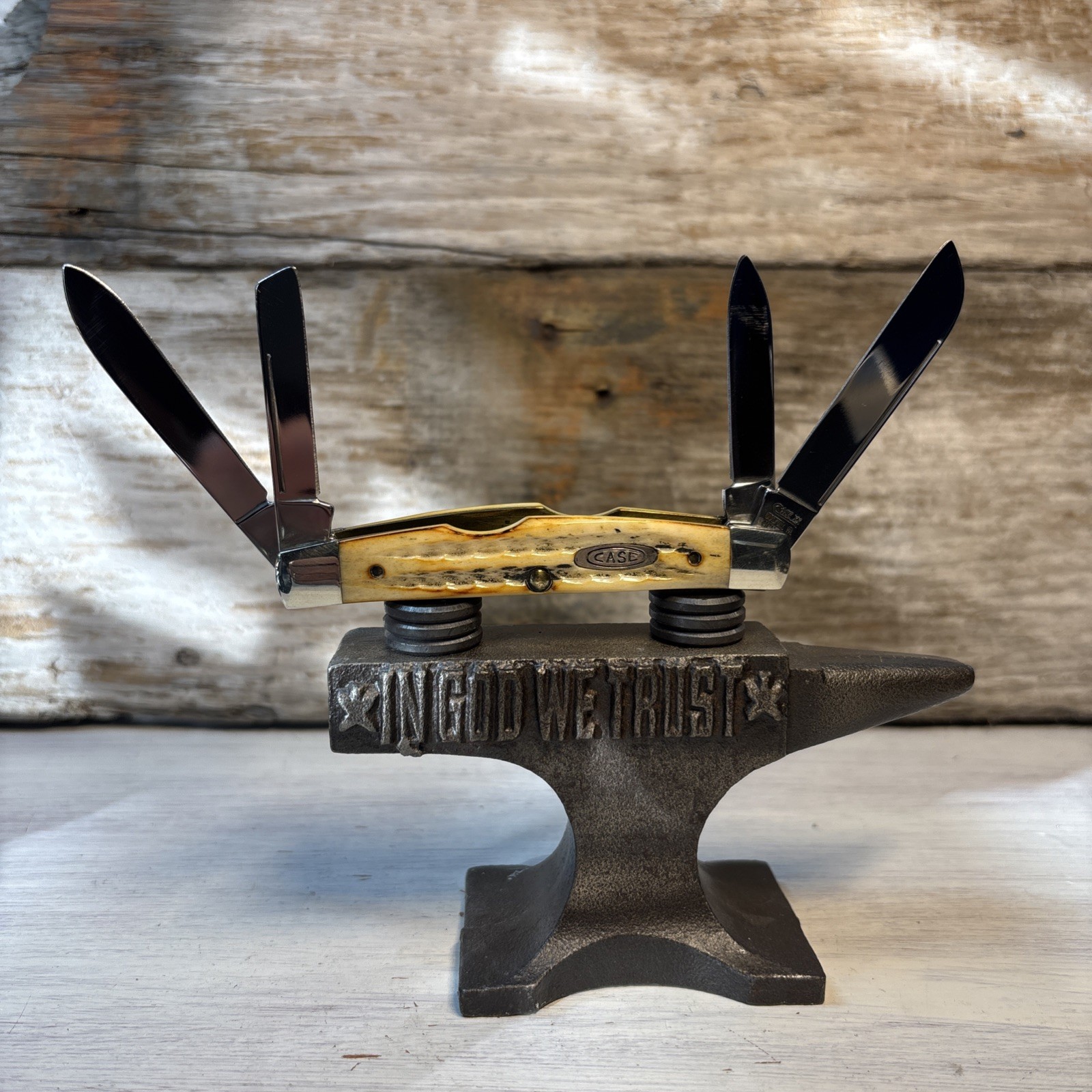 Case XX SC64052 1993 4 Blade Congress  Pocket Knife Second Cut Bone Stag