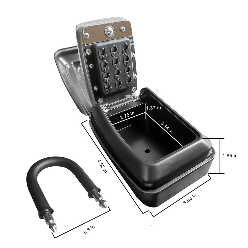 Push Button Lock Box,Outdoor Wall Mounted Key Storage Box with 10-Digit Keybo...
