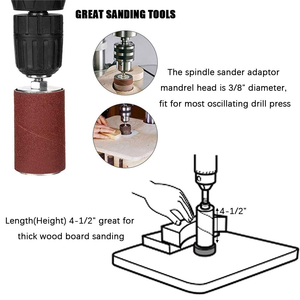 scottchen PRO Spindle Sander Adaptor 4-1/2" x 1/2" with Rubber Sanding Drum...