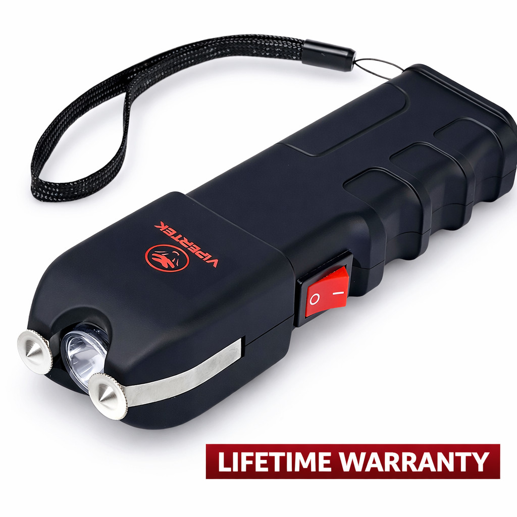 Genuine VIPERTEK Rechargeable Stun Gun with LED Light + Holster Case