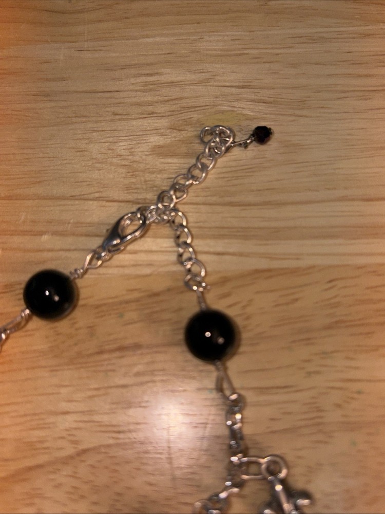 7-10” Fleur De Leis & Agate Bracelet, Chain & Wire Wrap
