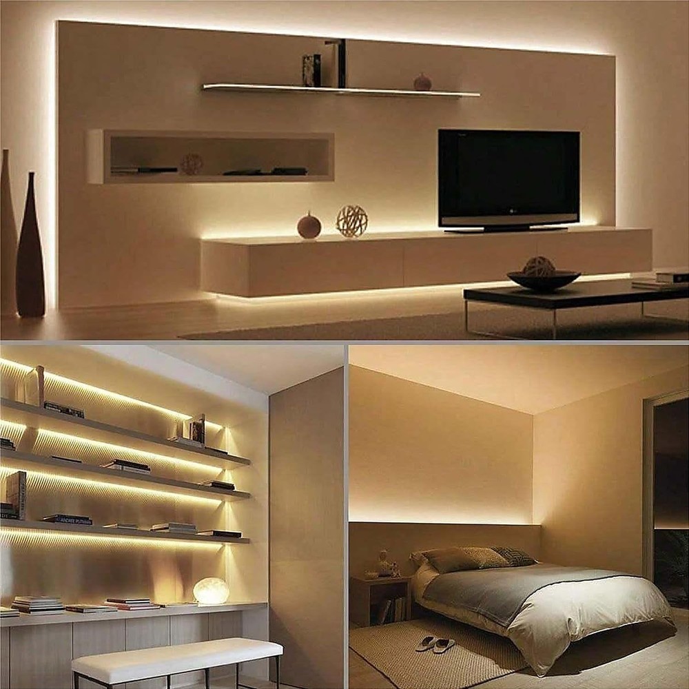 2 Pack Warm LED Strip Lights, 3 Button Switch LED Strip Light with Dimmer, US...