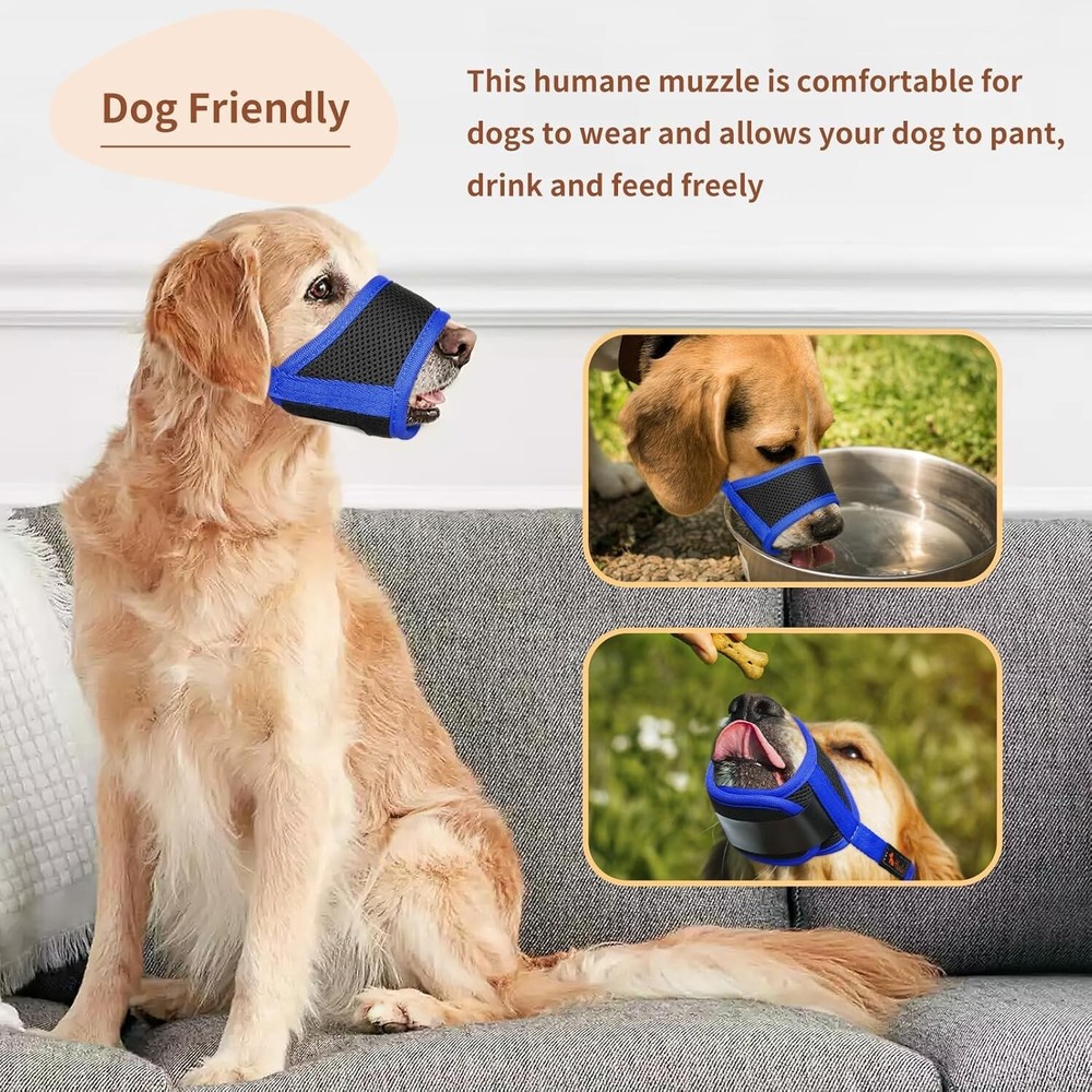Nylon Dog Muzzle Breathable Adjustable Small Medium Large Barking Bite Preven...