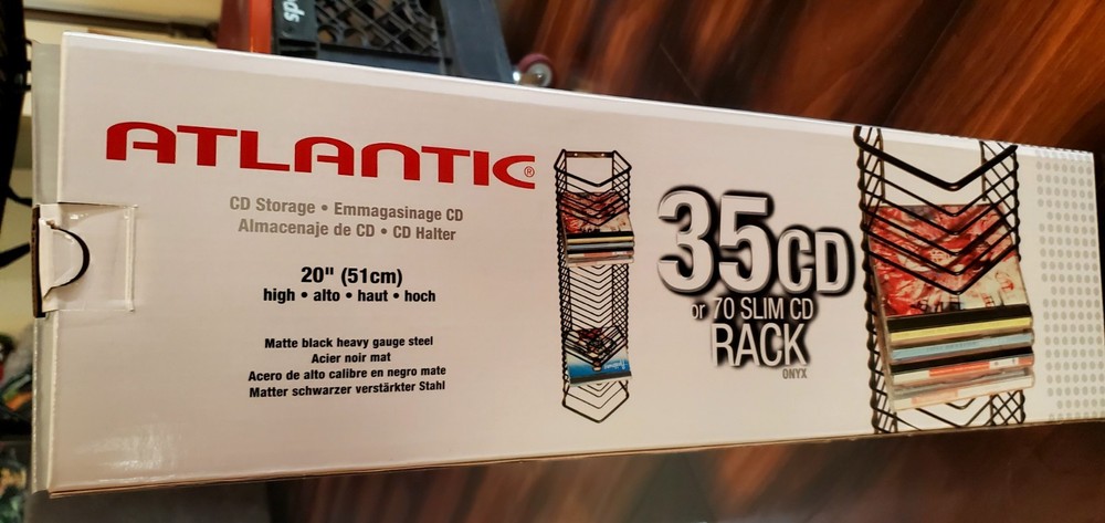 2x Atlantic 35 CD Case Holder Rack - Black Wireframe Wall-Mounted Design