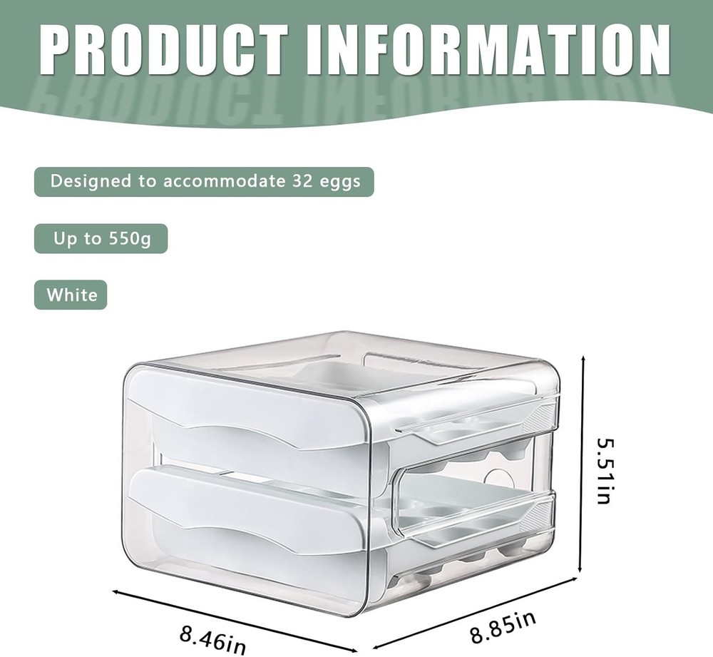 Refrigerator egg rack, egg container, egg storage box, double-layer transparent
