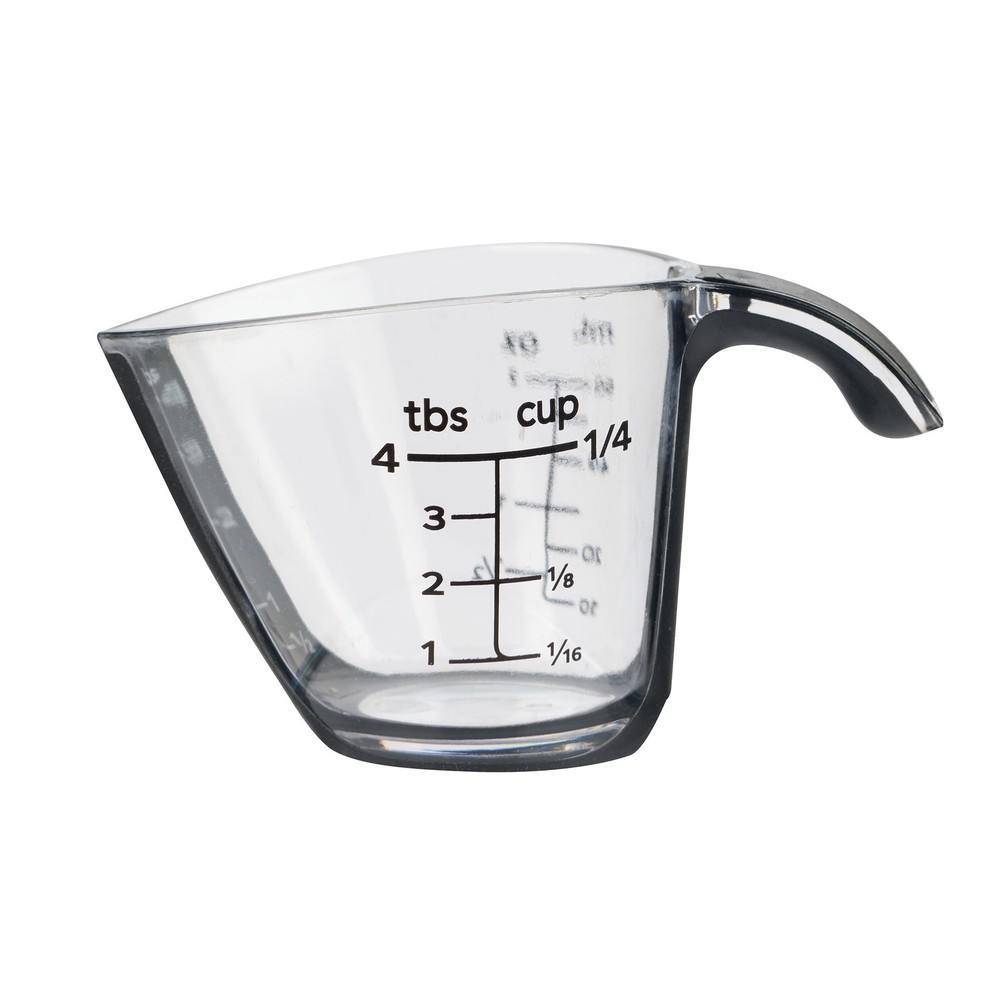 (4 pack 1/4C Plastic Mini Measuring Cup Black/Transparent