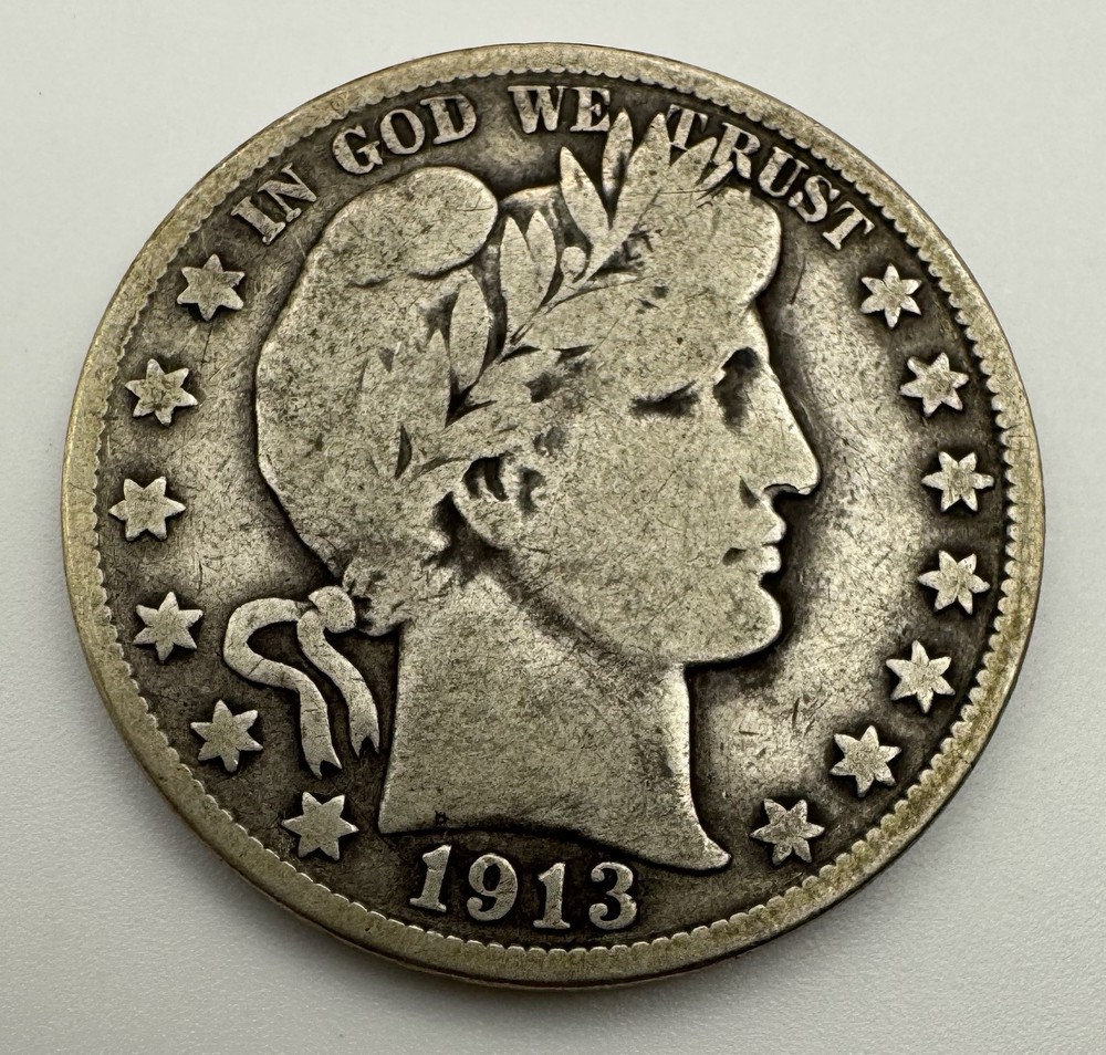1913-D Barber Silver Half Dollar Great Condition!