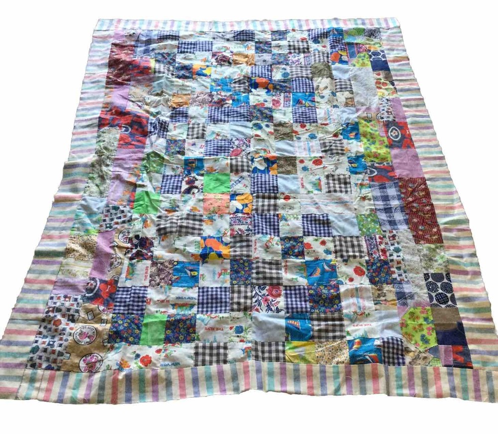 Vintage Quilt Patchwork Top  Small 52” X 72”