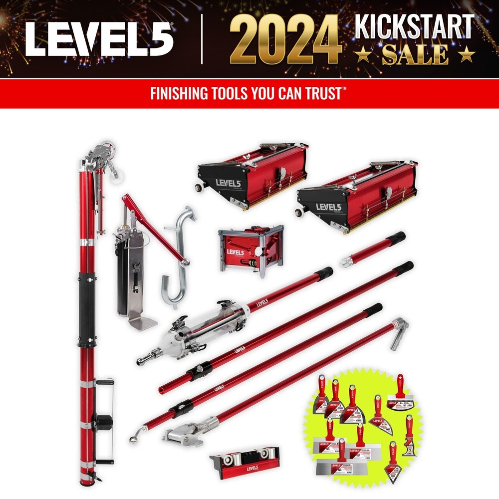 LEVEL5 Drywall Tools Set | Flat Boxes, Taper & Handles + MINISHOT | 4-660P