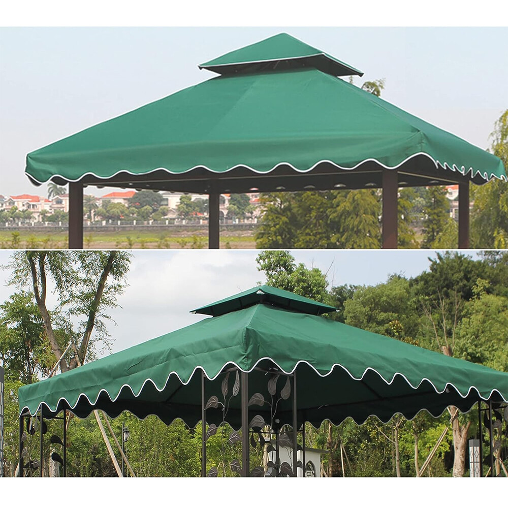 10'x10' Waterproof Gazebo Top Replacement Canopy 1 2Tier UV Sunshade Patio Cover