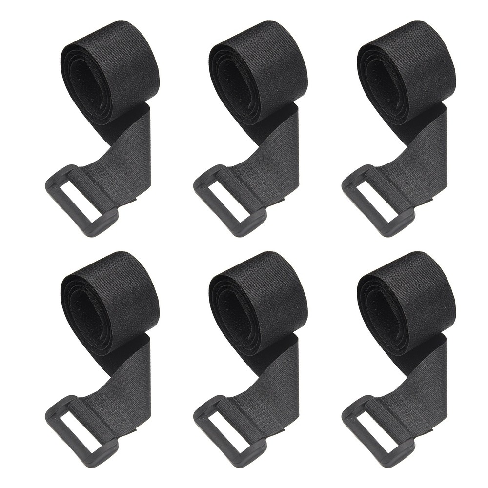 6pcs Reusable Cinch Straps 1"x19.7" Hook and Loop Cable Securing Straps, Black