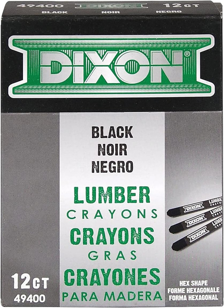 Lumber Crayons, Carbon Black, 12/Box (49400)