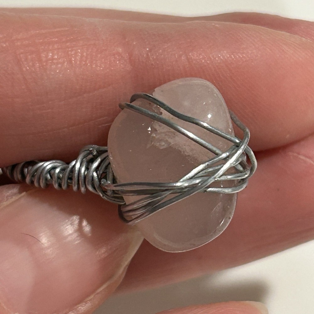 Wire Wrapped Ring With Pink Stone