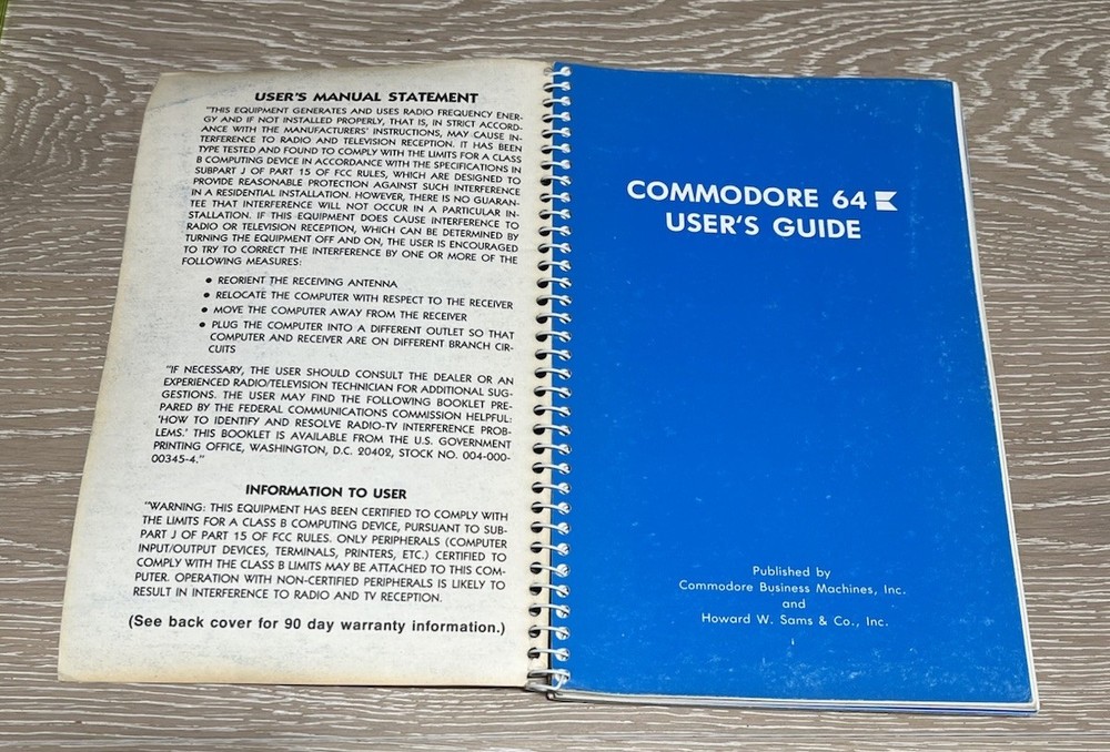 Commodore 64 Computer User's Guide User Manual Booklet Vintage VTG