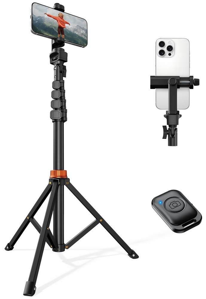 66" Tripod, Tripod for iPhone with Remote & Stand, Extendable Cell Tripod for...